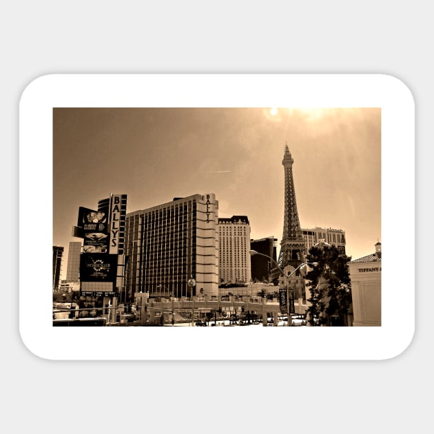 Eiffel Tower Paris and Bally's Hotel Las Vegas America Sticker by AndyEvansPhotos